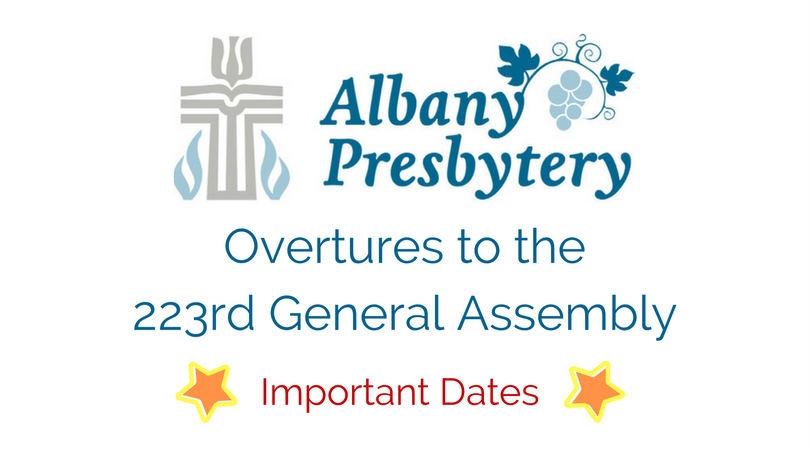 2018 Listing of Overtures for the Office of the General Assembly