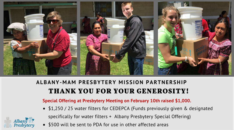 Thank You! Results of Combined PDA/Guatemala Water Filter Offering